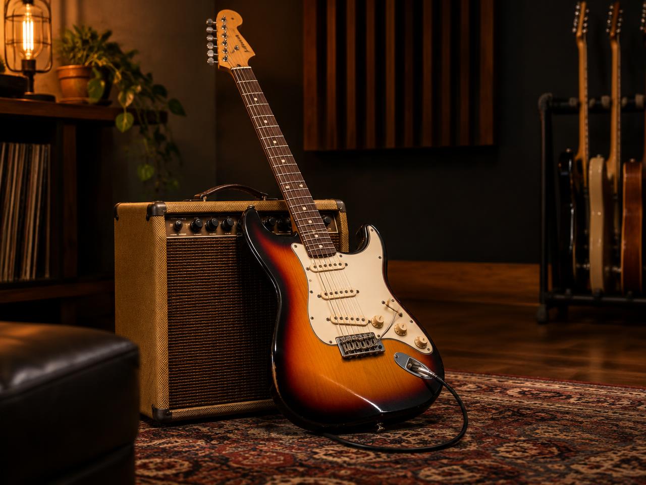 Electric guitar and valve-style amp — photo 1