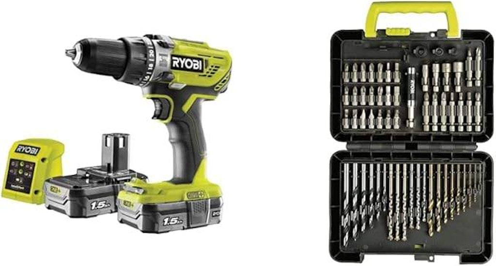 Ryobi R18PD3-215GZ 18 V ONE+ Cordless Combi Drill Starter Ki