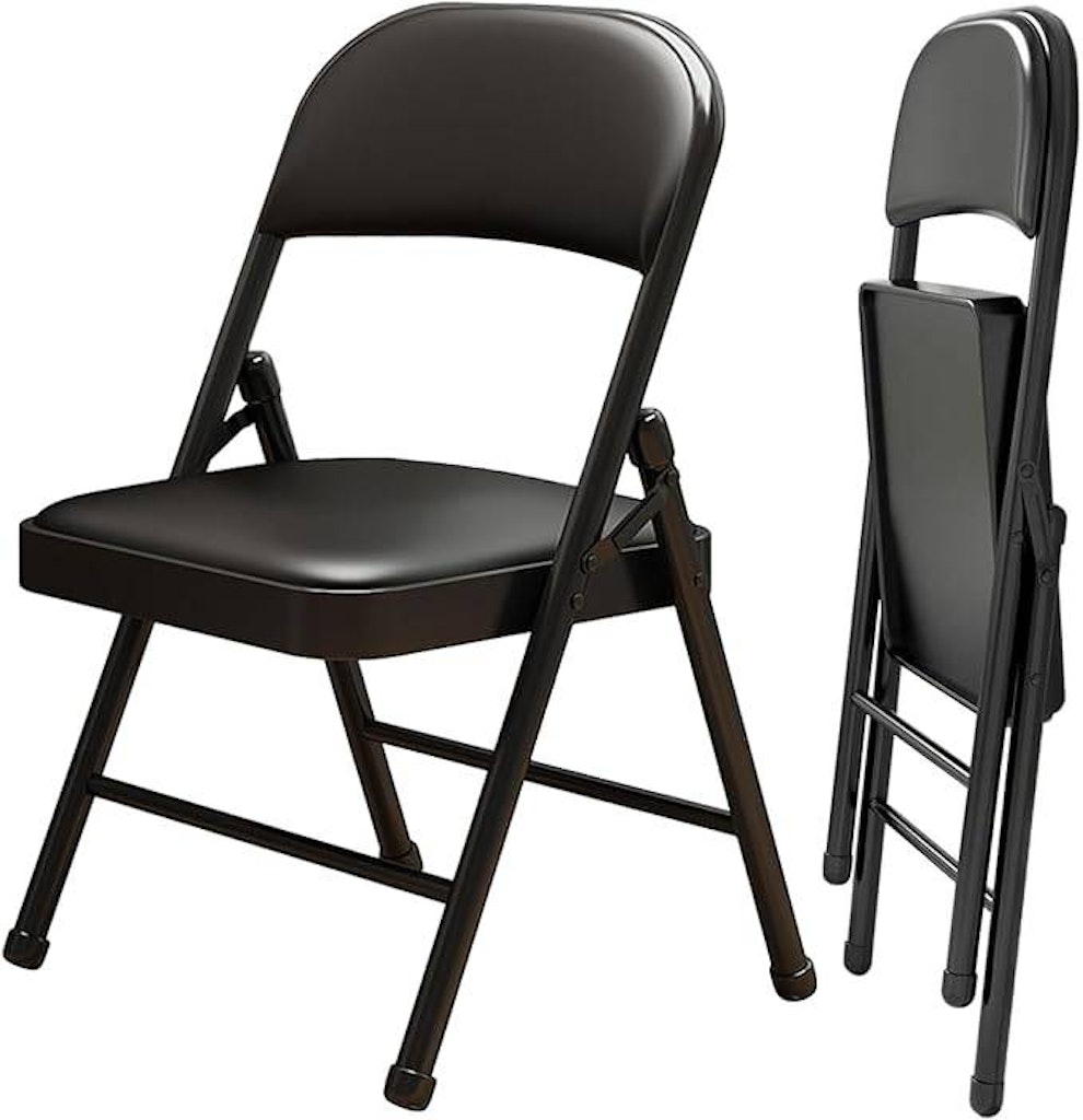 2 Pack Folding Chairs with Leather Padded Cushion and Back